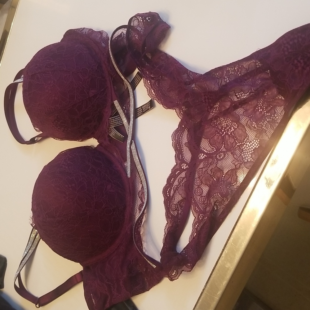 Victoria's Secret Purple Lingerie Bra and Thong.